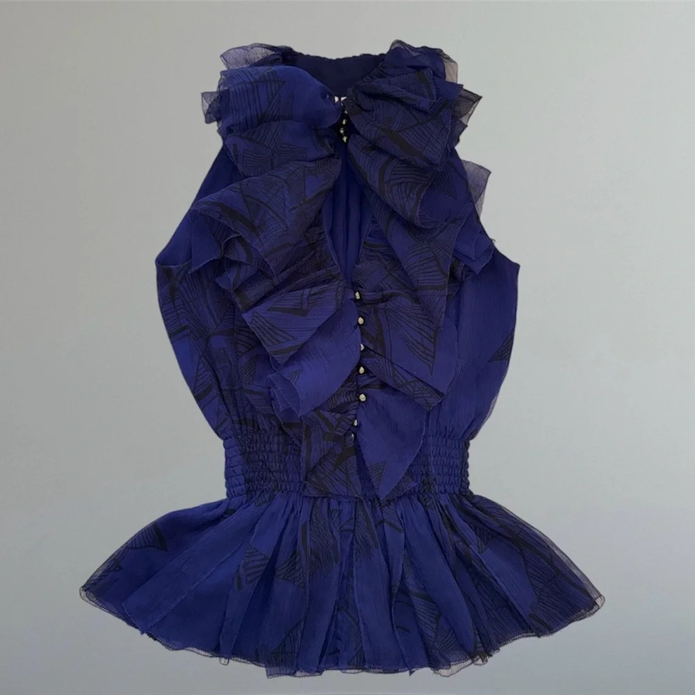 🛍️SALE🛍️ Robbi & Nikki Ruffled & Buttoned Front | Sleeveless Tank Top Blouse - Picture 3 of 7